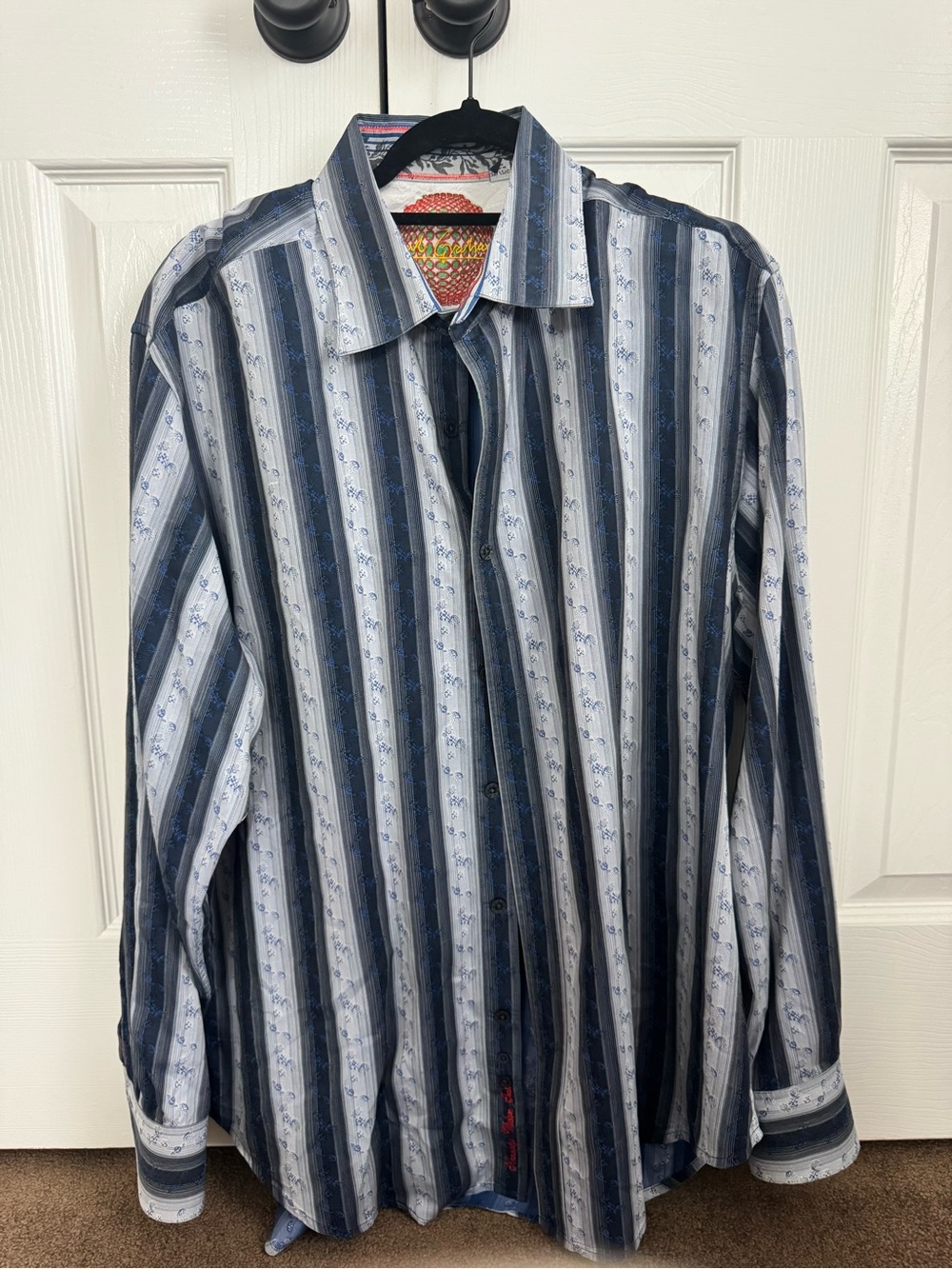 Men's Blue Striped Button-Up Shirt